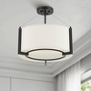 Possini Euro Design Mariner Modern Ceiling Light Semi Flush Mount Fixture 17 1/4" Wide Black 3-Light White Drum Shade for Bedroom Kitchen Living Room - 2 of 4