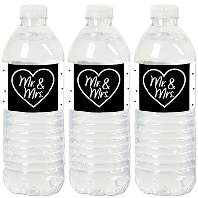 Big Dot of Happiness Mr. and Mrs. - Black and White Wedding or Bridal  Shower Water Bottle Sticker Labels - Set of 20