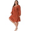 Agnes Orinda Women's Plus Size Midi Long Sleeve Sweetheart Bow Tie Swing Ruffle Swiss Dots Boho Babydoll Dresses - 3 of 4