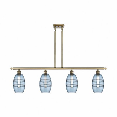 Vaz - 4 Light Stem Hung Island In Industrial Style-8.63 Inches Tall and 48 Inches Wide