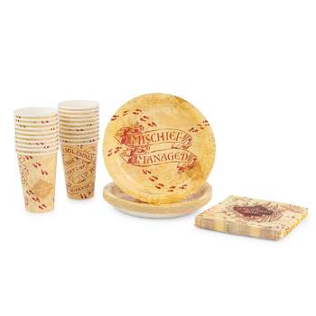 Silver Buffalo Harry Potter Marauder's Map 60-Piece Party Tableware Set | Cups, Plates, Napkins