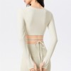 Clotth Women's Diagonal Neck Yoga Top - Long Sleeve Cap Thin String Tie Sport Top, Slimming Tight Fit Workout Top for Fitness - 2 of 4