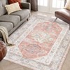 Washable Vintage Rug Non Slip Low Pile Rug Soft Throw Floor Cover Retro Medallion Foldable Indoor Carpet for Living Room Bedroom - 3 of 4