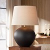 360 Lighting Paulo 24 1/2" High Pot Farmhouse Rustic Southwestern Table Lamp Matte Black Ceramic Single Beige Shade Living Room Bedroom Bedside - 2 of 4