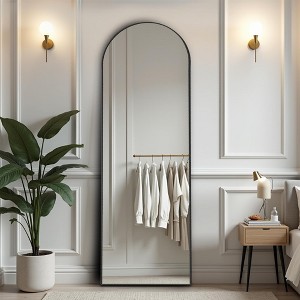 Wooakway Metal Arch Full Length Mirror Freestanding Mirror Wall Mirror Decorative Mirror Black/Gold - 1 of 4