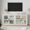 Buffet Storage Cabinet with 4 Glass Pattern Design Doors, 70.8" Wide Modern Coffee Bar Cabinet Wooden TV Stand for Kitchen Dining Room Living Room - 4 of 4