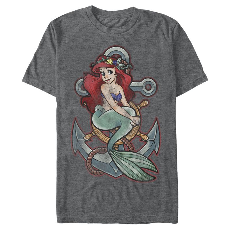 Men's The Little Mermaid Ariel Vintage Anchor T-Shirt, 1 of 5