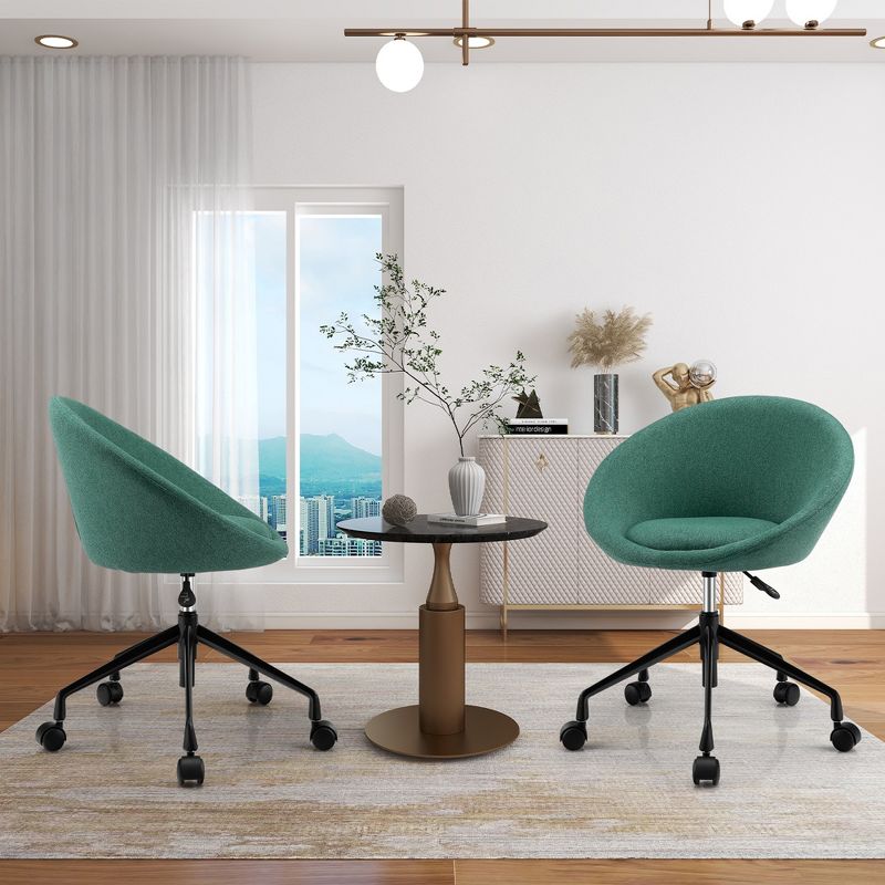 Tangkula Set of 2 Swivel Home Office Chair Adjustable Accent Chair w/ Flexible Casters, 3 of 11