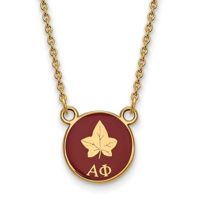 Black Bow Jewelry 14k Yellow Gold Plated Sterling Silver Alpha Phi Greek Life Necklace 18 Inch