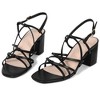 Allegra K Women's Square Toe Knots Strappy Ankle Strap Chunky Heels Sandals - 2 of 4