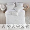 White Ruffled Quilt, Stone - Washed Microfiber Bedding Set, Reversible 3 - Piece with Pillow Shams for All Seasons - 3 of 4