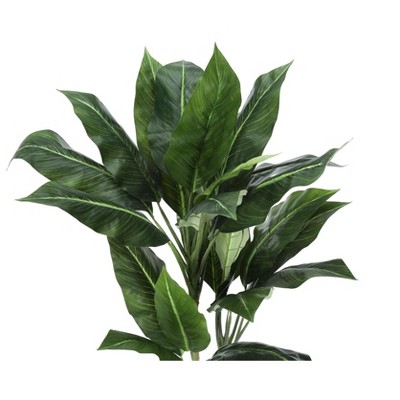 42" Tall Dark Green Silk and Plastic Potted Floor Plant
