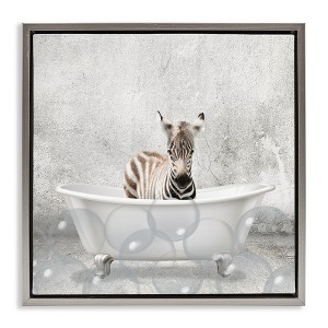 Stupell Industries Baby Zebra Bath Time, 25" x 25" - 1 of 4