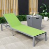 LeisureMod Marlin Modern Outdoor Patio Chaise Lounge Chair in Grey Aluminum Frame with Square Fire Pit Side Table - 2 of 4