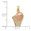 Black Bow Jewelry 14k Yellow and Rose Gold Basketball Hoop and Ball Pendant - 4 of 4