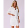INSPIRE CHIC Women's Waffle Zip-Up 3/4 Sleeves Short House Dresses Bathrobe with Pockets - 2 of 4