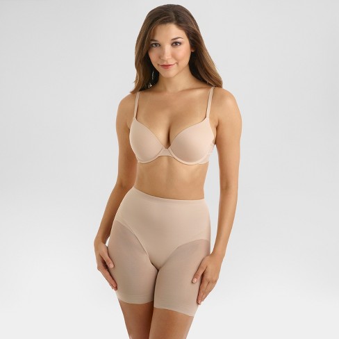 SlimShaper by Miracle Brands Women's Sheer Booty Lift Shortie - Warm Beige S