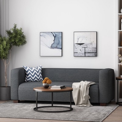 DOMETOUR 75 Inch Modern Loveseat for Living Room Bedroom, Mid Century Fabric Upholstered Couch Rectangular Armrest Sofa