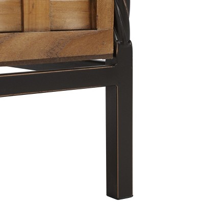 Transitional Antique Pewter Oak Storage Bench with 3 Drawers