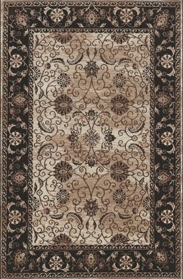 Vintage Brown and Black Microfiber Polyester 5' x 7' Rug