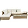 Nestfair Patio 3pc Rattan Sofa Set All Weather Wicker Sectional Set Natural Brown - 3 of 4