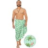 HAPPY BAY Men's Beach Swimsuits Wrap Summer Sarong Swim Trunk Cover Up Cotton Linen Effect Sulu Lava Lava Wrap for Men One Size Green, flamingo - 2 of 4