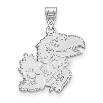 Black Bow Jewelry 10k White Gold Kansas Jayhawks NCAA Large Pendant