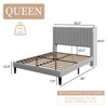 AMERLIFE Bed Frame, Velvet Upholstered Platform Bed with Channel Tufted Headboard - 2 of 4