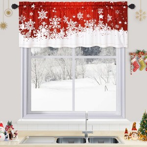 Red Christmas Curtains Velvet Curtain Set for Kitchen Windows Floral Snowflake Decoration Cafe Curtains Short Curtain - 1 of 4