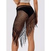 Allegra K Women's Hollow Out Beach Cover Up Fish Net Wrap Mesh Sheer Mini Tassel Skirts - 4 of 4