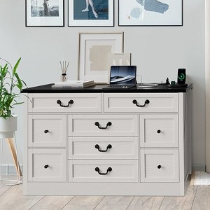 9-Drawer Dresser, Fluted Chest of Drawers with Metal Handles, Solid Wood Storage Organizer for Bedroom & Living Room, TV Stand for Hallway - 1 of 4