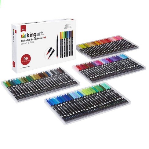 KINGART PRO Coloring Brush Pen Watercolor Markers, in 48 Vivid Colors with  Ink
