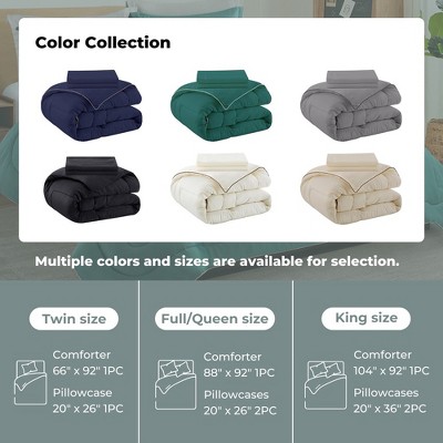 King Green Satin Down Alternative Comforter Set with Pillowcases