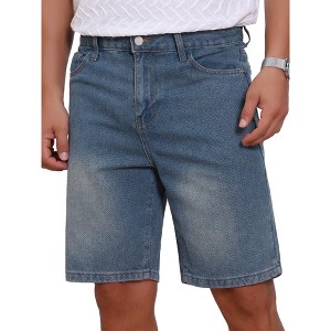 INSPIRE CHIC Men's Textured Denim Above Knee Zipper Closure Casual Jean Short - 1 of 4