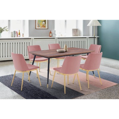 Set of 2 Messina Velvet and Metal Dining Chairs - Armen Living