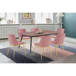 Set of 2 Messina Velvet and Metal Dining Chairs - Armen Living - 1 of 4