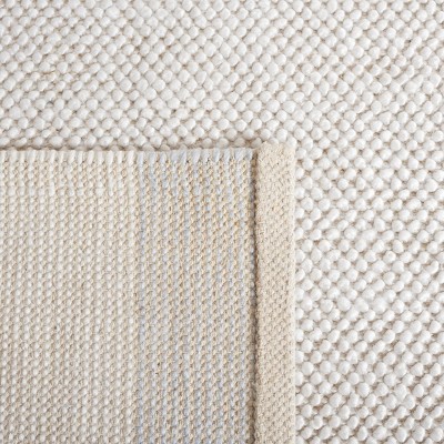 Ivory and Light Blue Handmade Wool Flat Woven Area Rug
