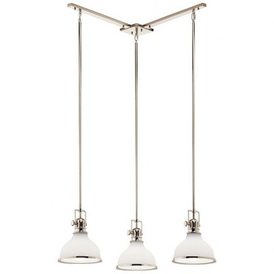 Polished Nickel 10.25" Mini Pendant with White Glass Shade