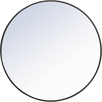 Elegant Lighting Metal frame Round Mirror 36 inch Black finish