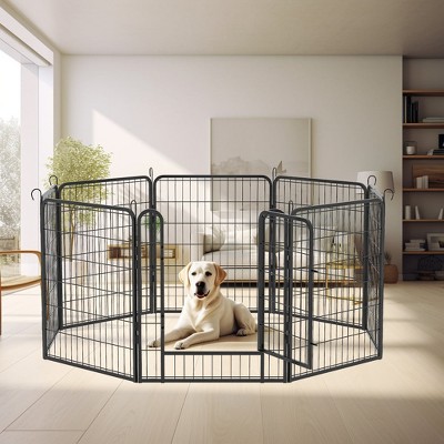 31.7"H Dog Fence Pet Exercise Pen for Outdoor 8 Panels Black