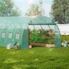 VEVOR Walk-in Tunnel Greenhouse, 19.4x9.7x6.5 ft Hoop House Greenhouse Tunnel with Galvanized Steel Frame, Green PE Cover, 12 Windows - 2 of 4