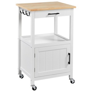 Yaheetech Rolling Kitchen Island Trolley Cart with Open Shelf and Storage Cabinet - 1 of 4