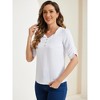 Allegra K Women's Square Split Neck Pleated Short Sleeve Office Work Top - 2 of 4
