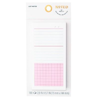 Noted by Post-it 3"x6" List and Grid Sticky Notes 100ct