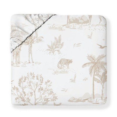 Makemake Organics GOTS Certified Organic Cotton Kids Fitted Sheet - Safari