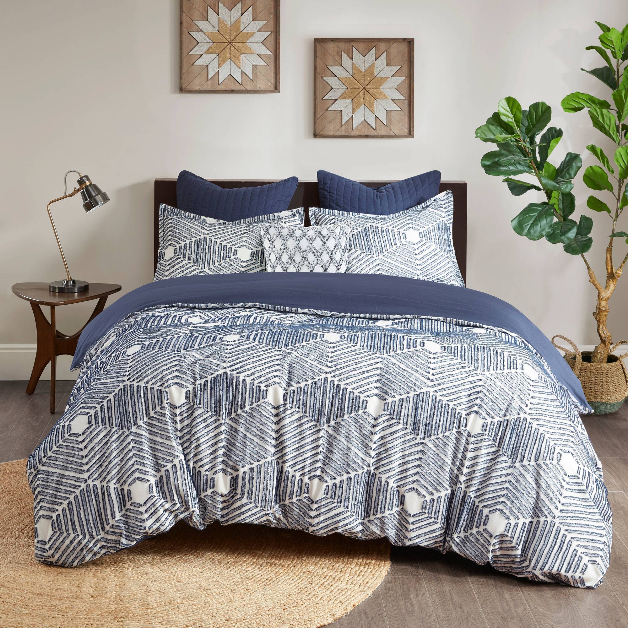 Full/Queen Ellipse Jacquard Comforter Set Navy