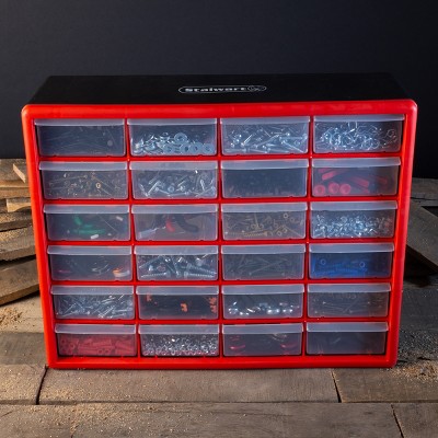 Fleming Red and Black 24-Drawer Plastic Storage Organizer