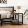 19.6" Square Farmhouse Wood Storage End Table with 2 Tier Shelf - 2 of 4