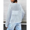 Womens Lightweight Crochet Cardigan Tie Front Shrugs Knit Cardigan Crop Tops Long Sleeve Mesh Sweaters Summer Beach Cover Up - Light Blue S - 2 of 4