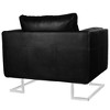 vidaXL - Modern Cube Armchair with Chrome Feet, Upholstered with Black Leather, Ergonomic Design, Suitable for Home and Office Settings - 3 of 4